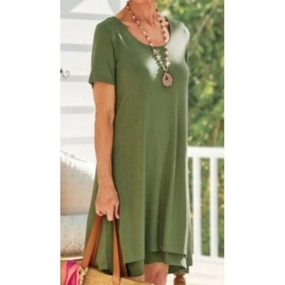Soft Surroundings Dresses & Skirts - Soft Surroundings Camille loden green relaxed fit shift dress size S
